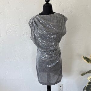 Rare London Shimmering Silver Mini Dress